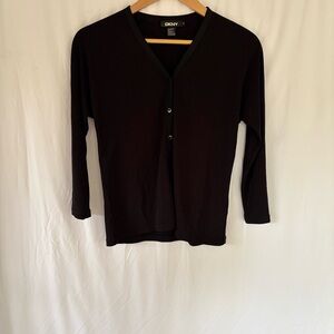 DKNY Vintage Black V-Neck Cardigan | Size S |